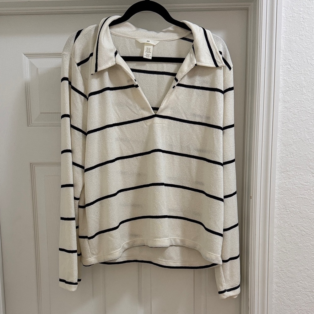 H&M Cream and Black Striped Shirt